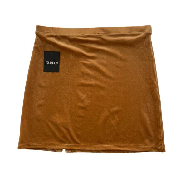 Forever 21 Gold Velour Pull On Mini Skirt Large - Picture 6 of 6